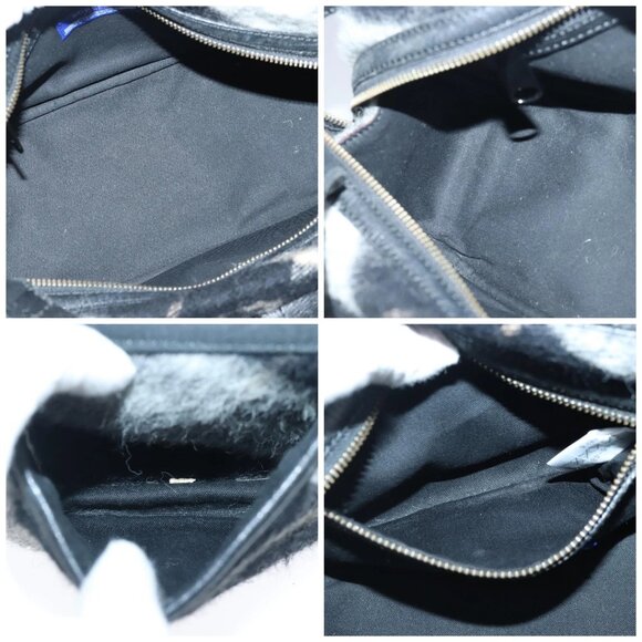 BURBERRY Nova Check Blue Label Shoulder Bag Wool Leather Black Auth 102387 - Picture 15 of 16